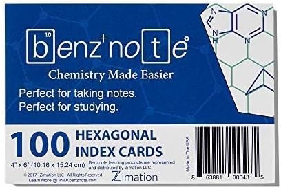 Index Cards for Organic and Bio Chemistry, 4" x 6", Hexagonal Graph Rule, Green Lined, 100 Cards