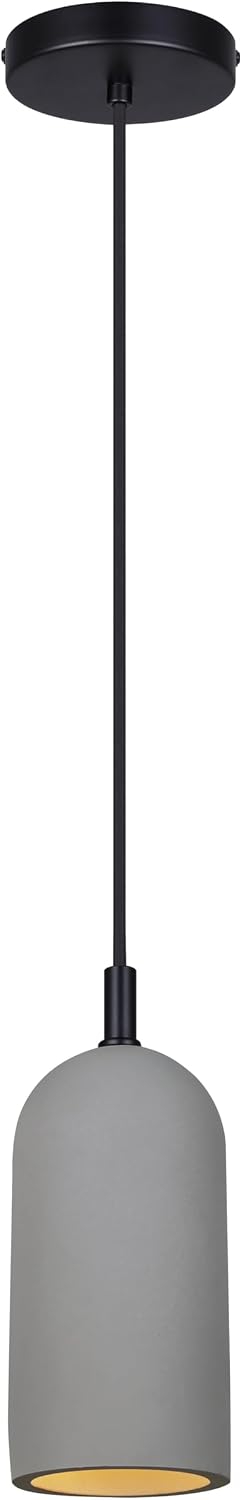 Canarm Jack 1-Light Pendant Light, Matte Black with Gray Cement Shade, Contemporary