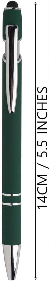 Retractable Ball Point Pens with Stylus Tip, Medium Point Soft Touch Metal Matt Wine Red Barrel, Black Ink, 10 Count