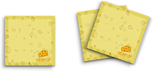 Butler in the Home Sticky Notes, 12 Pack, 3"x3", 50 Sheets/Pad, I Just Really Like Cheese, Cute Memo Pads