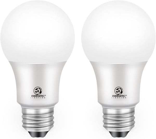 Energetic 2-Pack Dusk to Dawn LED Outdoor Light Bulb, 60 Watt Equivalent(6W),