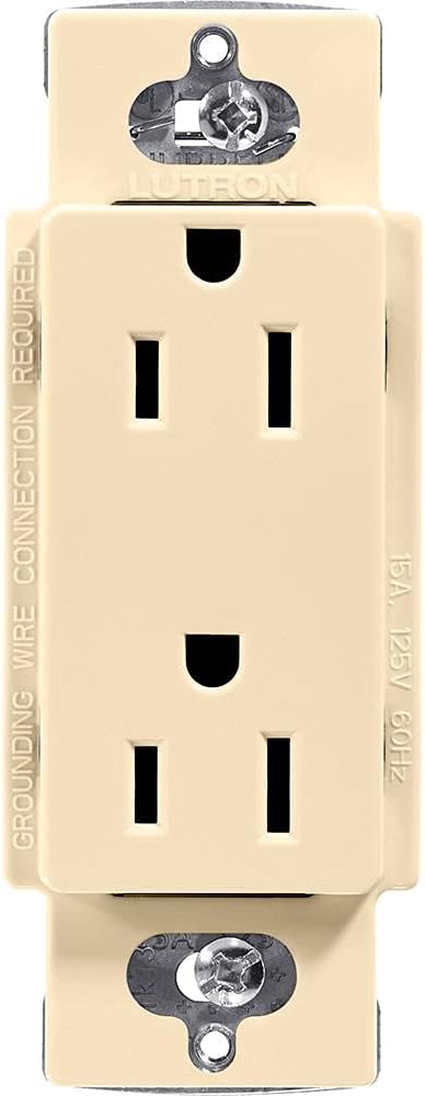 Lutron Claro 15 Amp Duplex Outlet, CAR-15-IV, 125 Volts, Ivory