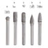 5pcs 1/4" Shank Diamond Burr Bits Set for Rotary Tool, 6x8mm Tungsten Carbide Files for Woodworking/Carving