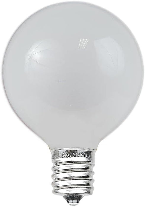 25 Pack G40 Bulbs, Bulbs Bulbs 3000 Bulbs Novelty Lights Frosted White Outdoor Globe Light Glass Incandescent with Hour