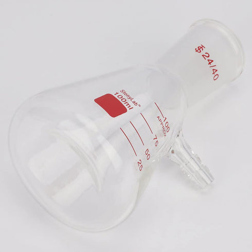 stonylab Filtering Flask, 100 ml Heavy Wall Borosilicate Glass Filter Flask with 24/40 Standard Taper Outer Joint, Bolt