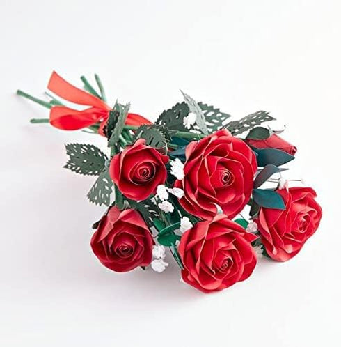 Set 1 6 3D 5" 7" 12" Lovepop Valentines Day of Pop-Up Card & Paper Handcrafted Roses for Her - Greeting Cards for Boys