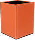 Pen Pencil Holder Cup Container, PU Leather Desk Organizer for Office Home School (Orange, 3.54" x 3.54" x 4.72")