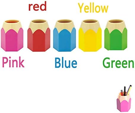 Brush Storage Pen Pencil Holder Container Desk Organizer for Home Office School, Pencil Shaped Pens Cup (Red)