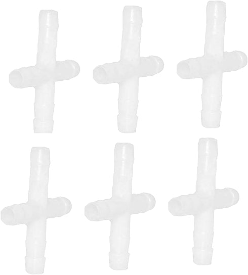 Joywayus 5/16" Plastic Hose Barb Fitting, Barbed Equal 4 Way Pipe Fittings Tube Adapter (Pack of 6)