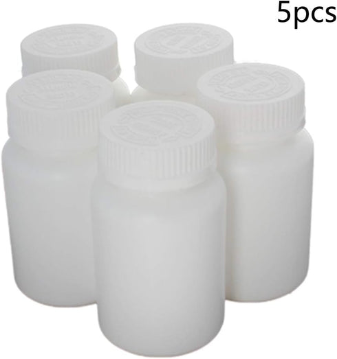 Othmro 5pcs 51ml/1.72oz PE Plastic Lab Chemical Reagent Bottles, Wide Mouth Round Sample Liquid Storage Containers with