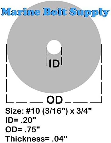 Type 18-8 Stainless Steel Fender Washers - Size #10 x 3/4" (Pack of 100pcs) Marine Bolt Supply