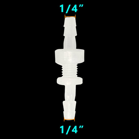 Feelers 1/4" Hose Barb Thru-Bulk Bulkhead Fitting - Plastic Adapter Union Mender Splicer with Gasket