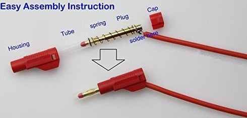 10sets Retractable Sheath 4mm Banana Plug Connectors, Stackable Wire Solder Multimeter Test Leads Ends with Banana Jack