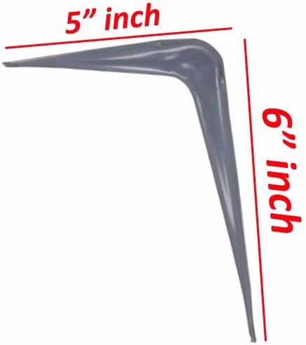 Wideskall 5" 6" inch Pack 20 Metal x Wall Corner Angle Shelving Shelf Brackets, Grey
