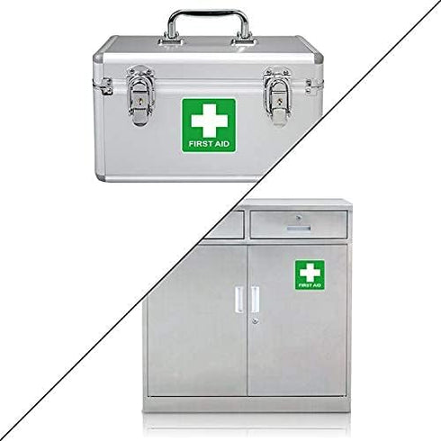dealzEpic First Aid Decal Sign - Self Adhesive Waterproof Vinyl Sticker (3.94x3.94 inches, Pack of 4)