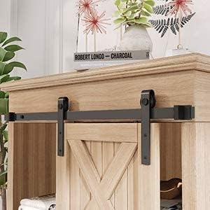 3FT ZEKOO Super Mini Sliding Barn Door Hardware Kit for Single Door Cabinet, Small Barn Door Hardware Track Kit for TV