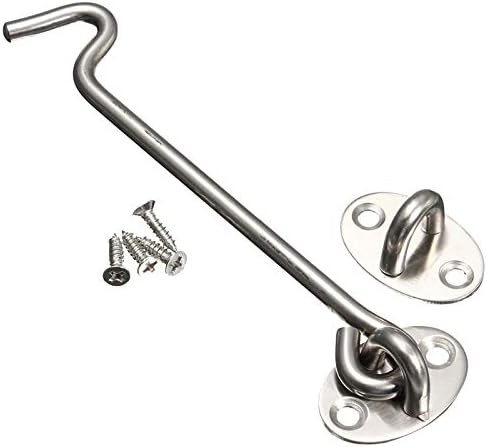 POWERTOOL Cabin Hook, 1pc Heavy Duty Lock Hook and Eye Latch, Solid Stainless Steel Door Lock for Window