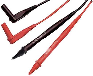 Retractable PVC Tip Test Lead Set, Right Angle, Adjustable Length in Red and Black