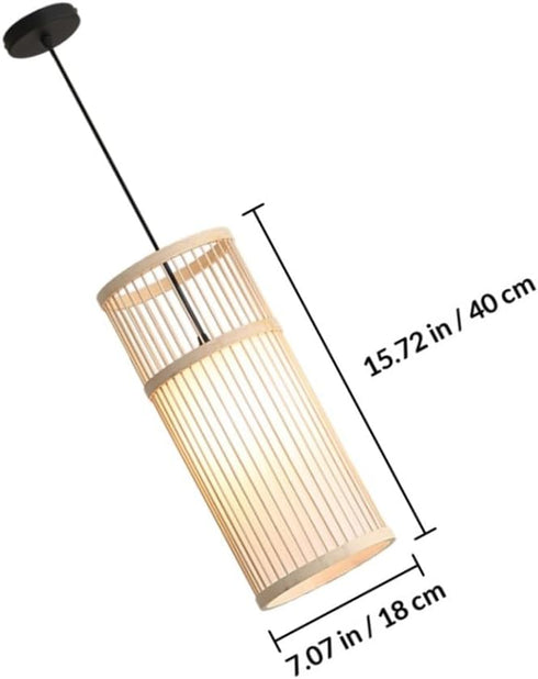 SEWACC Natural Chandelier Chinese Style Pendant Light with Retro Rattan Weave Japanese Zen Hanging Ceiling Light