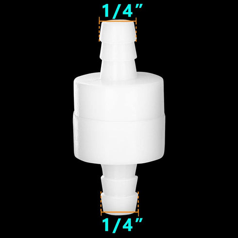 Feelers 1/4" One Way Inline Check Valve Non-Return One-Way Air Water Gas Check Valve Ozone Resistance PVDF, Pack of 4