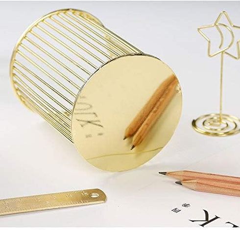 Gold Metal Pen Holder for Desk, Makeup Brushes Cup, Pencil Holders, Office & Home Organizer
