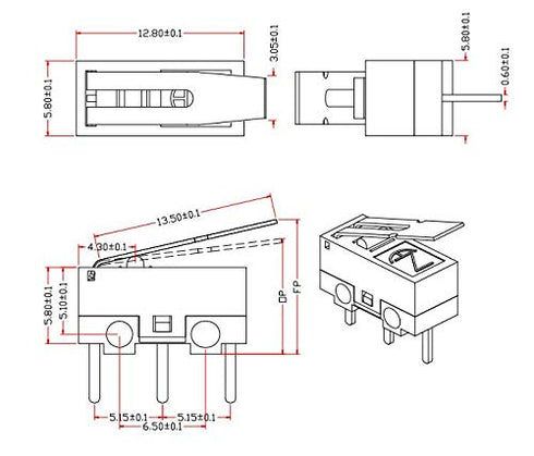 25Pcs AC 1A 125V 3Pin SPDT Limit Micro Switch, Long Hinge Lever for Arduino (Pack of 25) CYT1073
