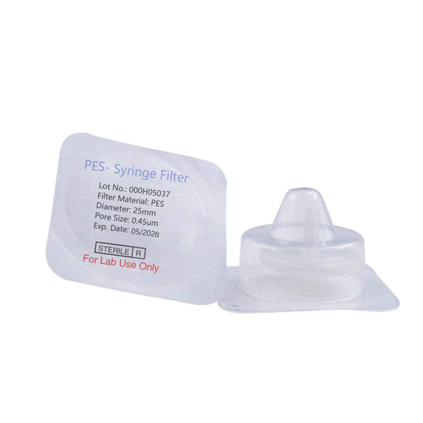 Sterile Syringe Filter PES, 0.45 um Pore Size, 25 mm Membrane Diameter, Individually Packed 20/pk