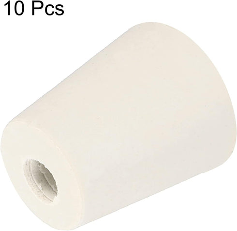 MECCANIXITY Rubber Tapered Plug, 17mm to 23mm with 8mm Hole Test Tubes Bungs Stopper White for Lab Home, 10 Pieces