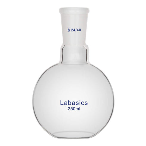 Glass 250ml Single Neck Boiling Flask with 24/40 Standard Taper Outer Joint, 250ml Flat Bottom