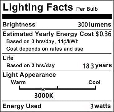 G45 LED Light Bulb 3W Globe Vanity Bulbs, Warm White 3000K, 30 Watt Replacement Bulb, E26/E27 Base, 6 Pack for Bathroom