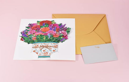 Ethanberg 3 Pack 3D 3D Paper Flower Pop Up Cards, Carnation Sunflower Lavender Flower Bouquet Greeting Cards, Flowers