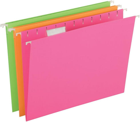 Pendaflex Glow Hanging File Folders - Letter Size, Assorted, Case Pack of 12