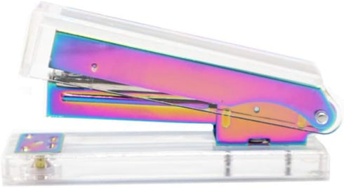 Clear Acrylic Rainbow Stapler, Colorful Desktop Stapler with Modern Design, Manual Spring Powered for Office Gift