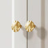 SANCHAKOU 4 Pack Cabinet Furniture Knobs Brass Wardrobe Cabinet Bedside Table Lotus Leaf Handle Door Shoe Cabinet