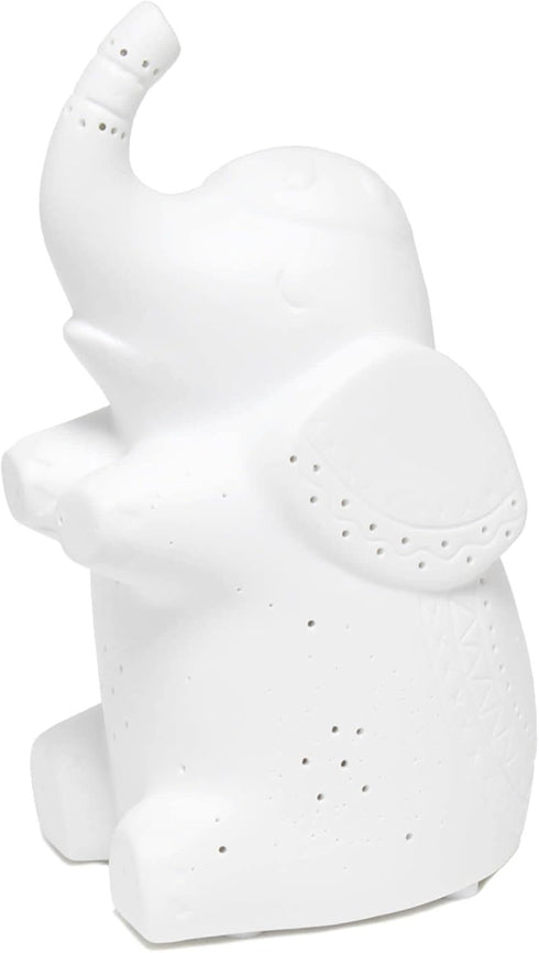Simple Designs LT3337-WHT Fun Shaped Sitting Night Light Table Lamp, White Porcelain Elephant