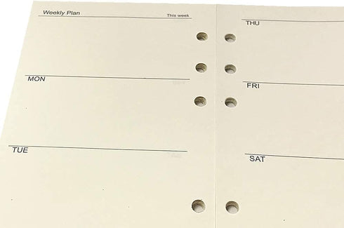Spiral Notebook Refill Weekly Planner Refill, Undated 6 Hole Insert Paper for Filofax, 45 sheets