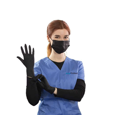 GripProtect Precise Black Nitrile Exam Gloves - 5 Mil Thickness, Chemo-Rated for Medical, Law Enforcement, Tattoo,