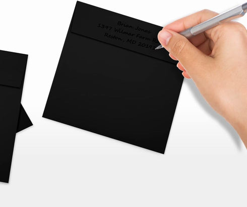 LUXPaper 5" x 5" Square Invitation Envelopes | Peel & Press | Midnight Black | 80lb. Text | 50 Qty
