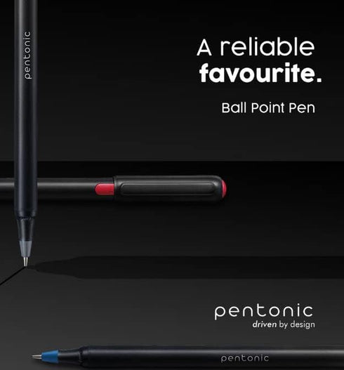 Pentonic Ballpoint Pens in Pen Organizer, Bulk 50 Count, Black Ink, 1.0 mm Medium Point for Journaling