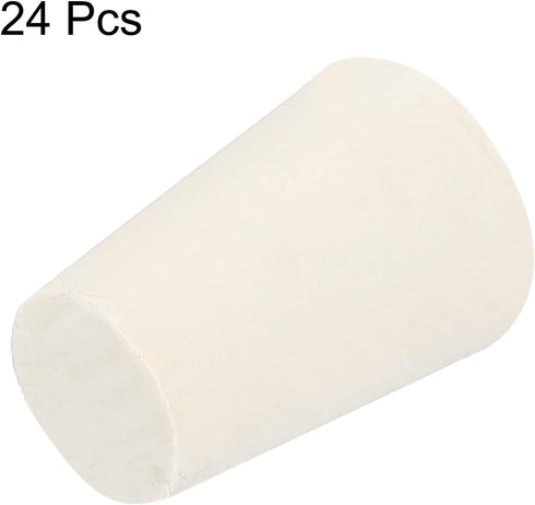 MECCANIXITY 24 Pieces Solid White Rubber Tapered Plug 11mm to 15mm for Test Tubes Bungs Stopper, Lab Home
