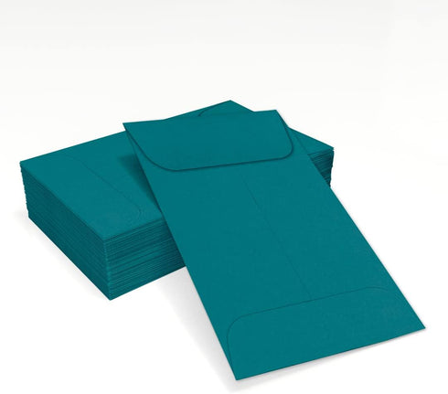 LUXPaper #1 Coin Envelopes, 2 1/4" x 3 1/2", Teal, 80lb Text, 50 Qty