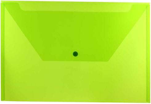 JAM PAPER Plastic Envelopes with Snap Closure - Assorted Colors - Legal Booklet - 9 3/4 x 14 1/2 - 6/Pack
