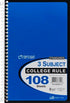 Top Flight Standards 3-Subject Wirebound Notebook, 108 Sheets, College Rule, 9.5 x 6 Inches, 1 Notebook, Cover Color May Vary (33601) by Top Flight