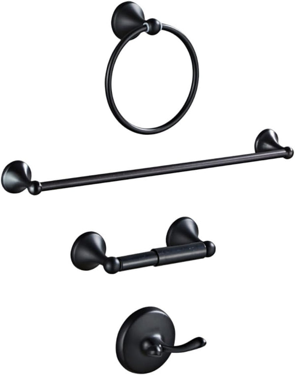 Stainless Steel Bathroom Towel Rack Set Wall-Mounted Towel Holder Elegant Black Durable
