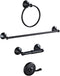 Stainless Steel Bathroom Towel Rack Set Wall-Mounted Towel Holder Elegant Black Durable