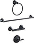 Stainless Steel Bathroom Towel Rack Set Wall-Mounted Towel Holder Elegant Black Durable