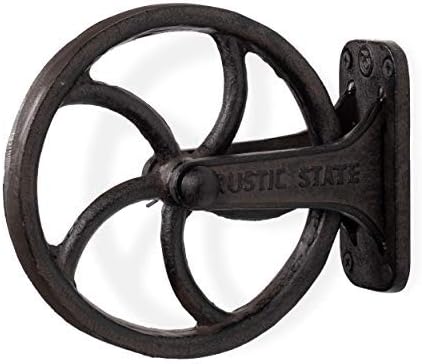 Rustic State Halat Cast Iron Vintage Industrial Wheel Farmhouse Wall Mount Pulley