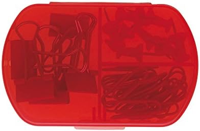 eBuyGB 3-in-1 Transparent Red Mini Stationery Organizer Box