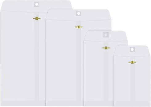 Kraft Paper Clasp Envelopes - 4 Sizes for Filing, Storing, Mailing Documents, 50 Pieces (White, 5x7 In, 6x9 In)