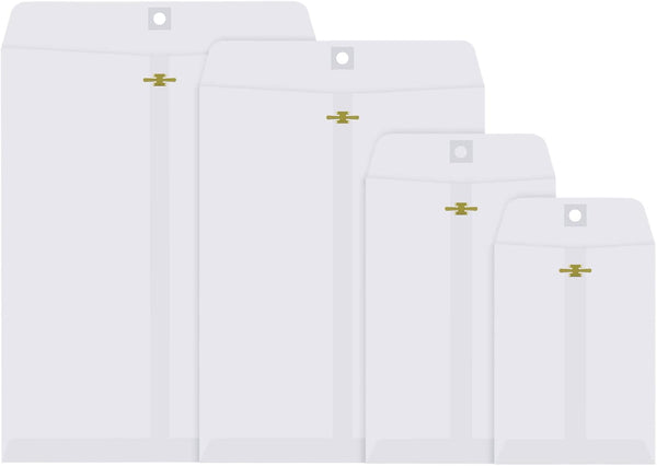 Kraft Paper Clasp Envelopes - 4 Sizes for Filing, Storing, Mailing Documents, 50 Pieces (White, 5x7 In, 6x9 In)